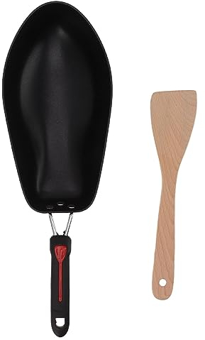 3D Fish Shape Frying Pan, Efficient Thermal Non Stick Fish Pan, Easy to, Suitable for Braising, Roasting, for Novices, 304 Stainless Steel and Wood