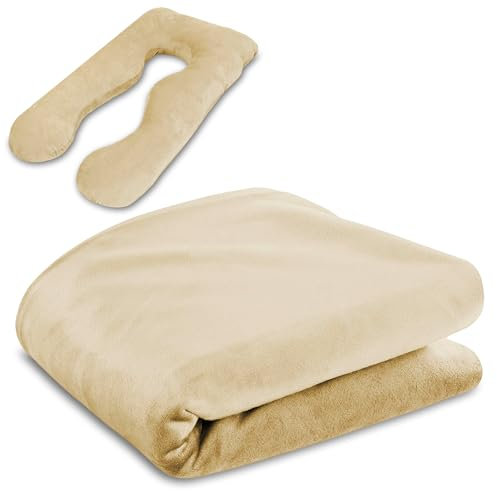 Bezug für schwangerschaftskissen stillkissen xxl seitenschläferkissen pregnancy pillow groß komfortkissen u form lagerungskissen schlafkissen abnehmbarem bezug seitenschläfer 135 cm Beige