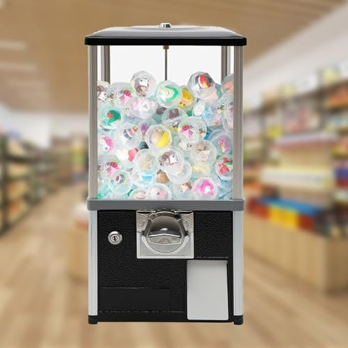 Distributeur automatique avec fente pour pièces de monnaie, machine à chewing-gum transparente, distributeur de bonbons, machine à capsules automatique pour magasins de détail, pour la maison(Black,10