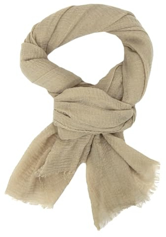 Ella Jonte Écharpe légère et douce pour homme, couleur unie, beige, taille unique