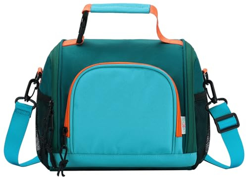 VASCHY Lunch Bag for Kids, Boys Cute Reusable Insulated Large Lunch Box Container for Children Daycare School Kindergarten Preschool Green