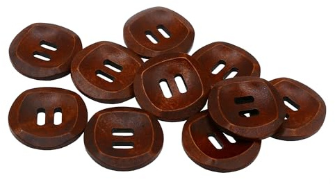 Botones de madera marrón rústico, 30 mm (48 L) con 2 agujeros (paquete de 10), botones naturales redondos para manualidades con acabado suave, costura ecológica, para ropa, tejer y proyectos de
