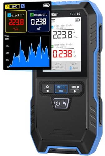 FNIRSI ERD-10 EMF Detector, Curve Display EMF Radiation Meter, Rechargeable EMF Reader Electromagnetic Field Detector for Home, Office, Ghost Hunting