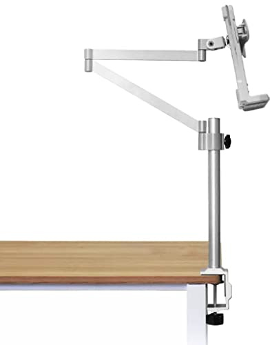 Soporte ajustable para libros con abrazadera, soporte para libros de cocina y clips de página, lectura manos libres, soporte de aluminio para laptop para escritorio y mesa