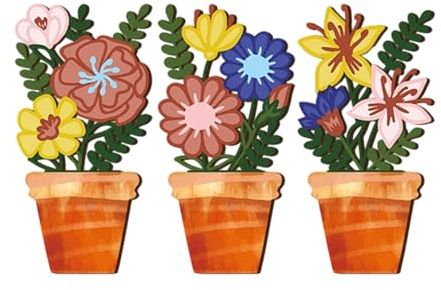 Generico Arte Mural Jarrón de flores - Estilo Boho rústico para interiores | Escultura mural con maceta para flores – Para baño, salón, dormitorio, comedor, café, hotel, apartamento, regalo para casa