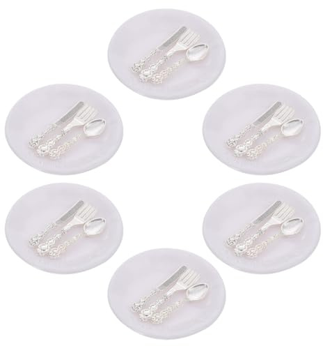 SOIMISS Set 6 Mini Stoviglie per Casa delle Bambole, Kit Utensili da Tavola in Miniatura per Decorazioni e Accessori Casa in Scala 1/6/12, Forchette Coltelli e Lavoretti Fai da Te