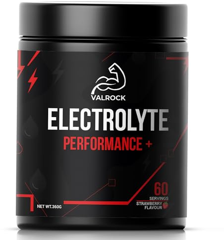 Valrock Electrolyte Performance+ Powder, High Electrolyte Content Ready-to-Mix, Sodium Magnesium Potassium Food Supplement for High Performance Intense Training 360g 60 Servings