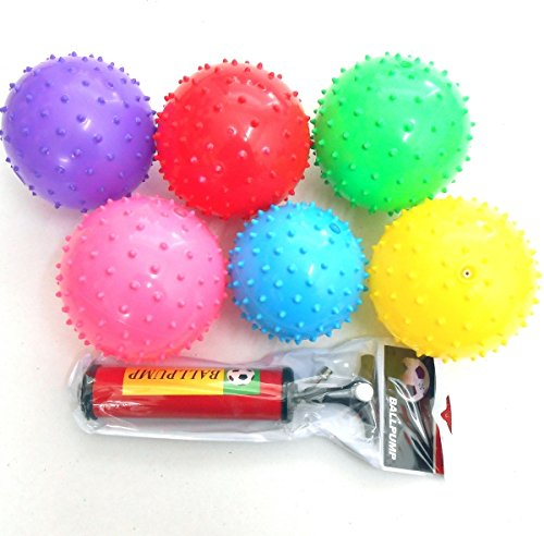 jameitop® 6X Igelball Stachelball Noppenball Massageball Bunte Farben inkl. Ballpumpe, Durchmesser ca. 10 cm