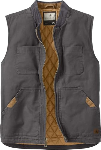 Legendary Whitetails Mens Quilted Canvas Zip Up Water Repellent Vest