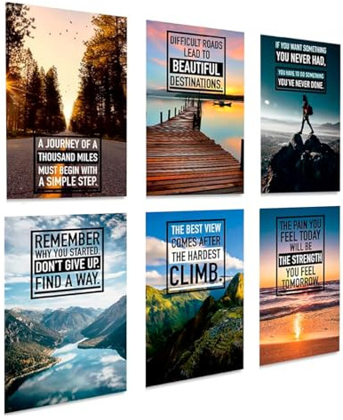 Motivational Posters Set of 6 - Colorful Inspirational Wall Art Prints 11x17 | Positive Affirmation Posters for Office, Bedroom, Home & Gym | Uplifting Quotes Wall Decor | ThrowbackTraits