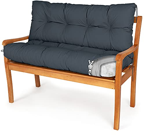 Spatium Bankauflage abnehmbar Bezug wasserdicht Sitz + Rücken gesteppt Bankkissen Bankpolster Polsterauflage Auflage für Gartenbank 30 Größen zur Auswahl, 7 Farben(180 x 80 x 10cm Anthrazit)