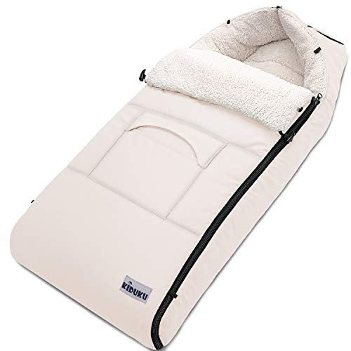 KIDUKU Winterfußsack für Kinderwagen Buggy - Babyfußsack waschbar | Fußsack Babyschale mit Reißverschluss & Tasche