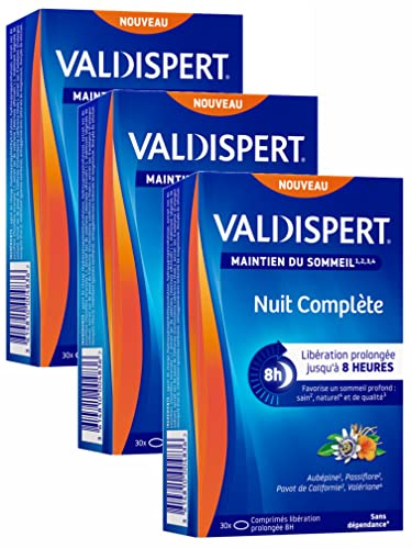 VALDISPERT - NUIT COMPLETE - Maintien du sommeil - Libération prolongée jusqu'à 8 Heures - Lot de 3 Boites de 30 Comprimés