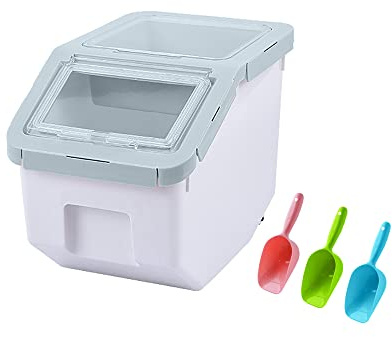 Toolzia Dog Food Storage Container 5kg, Airtight Pet Food Bin with Lid, Dry Food Storage Box for Dog Biscuits Treats Cereal (Cyan, Small)