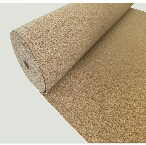 Rotolo di Sughero Supercompresso Spessore 3 mm. Rivestimento Muro Parete Fredda Tappetino Sotto Pavimento Parquet Bacheca (5 Mq)