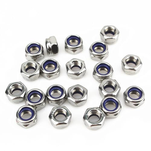 Gad2go 20 Pieces M8 Nyloc Nuts 8 mm Locking Nuts 304 Stainless Steel Hex Nylon Insert Lock Nut for Screw Bolt
