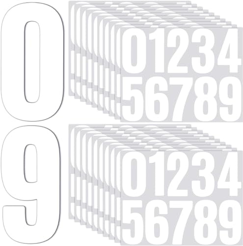 Zuimei 10 Sheets Bin Numbers for Wheelie Bins, 0-99, 10cm White Waterproof Stick On Numbers For Mailbox,Door,Window,Classroom,Residence,Car,Address Number