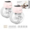 Electrical Breast Pump, Electric Breast Pumps 4 Modes 12 Levels, Hands Free Wearable Portable with LED Display, Low Noise Painless Rechargeable Wireless Breast Pump 21&24MM Flanges(Pink 2PCS)