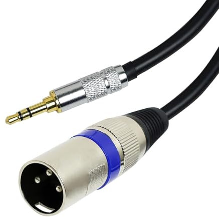 brileze Male XLR to 3.5mm Jack Cable 1/8 inch TRS XLR to Mini Jack Adapter 50cm Balanced Aux Stereo Microphone Cord for Audio Mixers Studio Recording Speakers Shielded Black