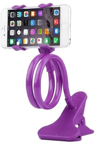 NIRPAUS Flexible Gooseneck Mobile Phone Holder Clamp Stand for Bed/Desk/Table - Hands-Free Long Arm Reach Universal Mount for iPhone/Samsung and other phones (Purple)