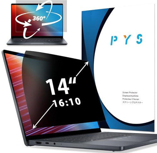 PYS 360° Blickschutzfolie Laptop 14 Zoll 16:10 Selbstklebende Anti Blaulicht Blendfrei Sichtschutz Folie Kompatibel mit Lenovo SGIN Dell Acer Samsung Asus Toshiba