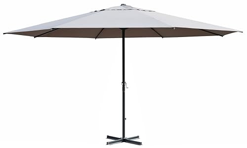 Gardissimo Sonnenschirm mit Ständer Gigante 500 cm hellgrau, rund, mit UV Schutz 50+ Kurbel Garten Kurbelschirm Marktschirm