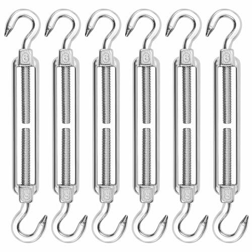 Tensores De Acero Inoxidable, 6 Piezas Tensor de Cable M6 de Alta Resistencia, Tensor Gancho De Alambre, Ajustable Tensor Gancho y Gancho, Accesorios para Cuerda Cable Toldos Rope y Tendederos