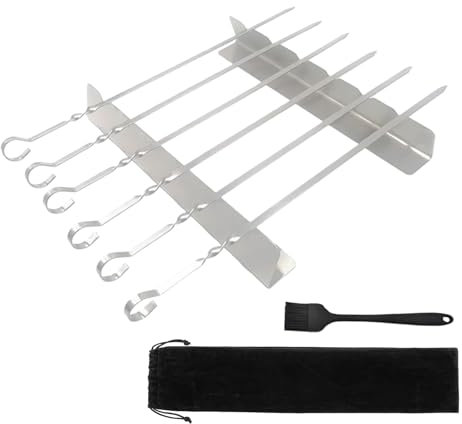 Barbecue kabob rack, porta -spiedini per grill, Stand di spiedino in acciaio inossidabile, Accessori per griglie portatili, strumenti per barbecue per esterno riutilizzabili per la raccolta di famigli