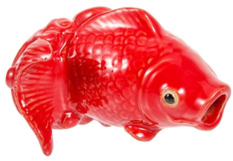 Alasum Statua Di Pesce Koi in Ceramica Resistente Per Giardino Esterno Fontana Spruzzo Decorativa Ornata Con Colori Sfumati Piccola e Per Decorazione Patio e Paesaggio