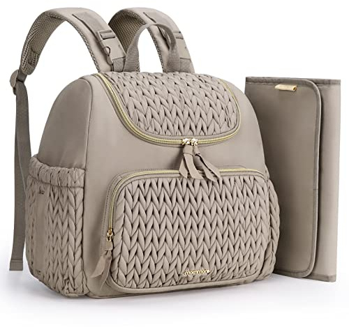 MOMMORE Changing Bag Mini Backpack, Stylish Maternity Baby Bag with Insulated Pockets, Foldable Changing Mat, Stroller Straps, Daily/Travel-Friendly, Grey