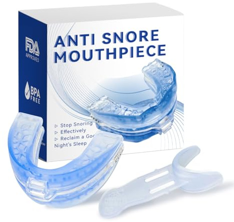 Anti Snoring Devices, Sleep Apnea Mouth Guard Snoring Aids for Men & Women, Adjustable Reusable Anti Snore Stopper Mouthpiece to Stop Snore Comfortable for All Mouth Types