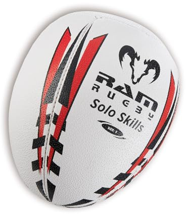Ram Rugby Solo Skills Rugby Ball (erhältlich in Größe 5, 4 & 3) – Trainiere Rugby-Passing und Ballhandling-Technik mit diesem innovativen Rebounder-Halbrugbyball. Ideal für das Einzeltraining (3)