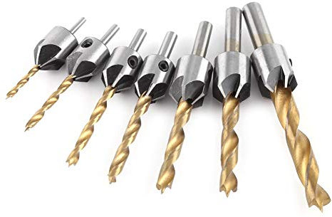 Senker Bohrer Set, Zimmerei Holzbearbeitung Bohrwerkzeuge Zimmerei Reibahle mit Inbusschlüssel für Kunststoff Holz DIY Holz 3mm - 10mm(7pcs, 3-10mm)
