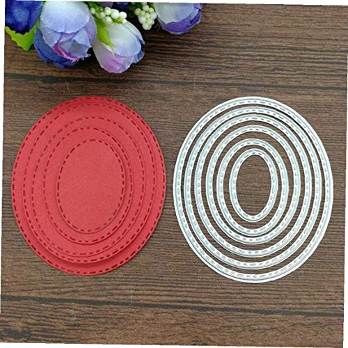 Zonfer 6 st oval metall stencil gör-det-själv scrapbooking prägling papperskort album dekorativt hantverk