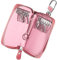 Foonii Portachiavi in Pelle Borsellino per Donna e Uomo, Borsa Unisex Portafoglio Chiave Auto Con 12 Gancio (Rosa)
