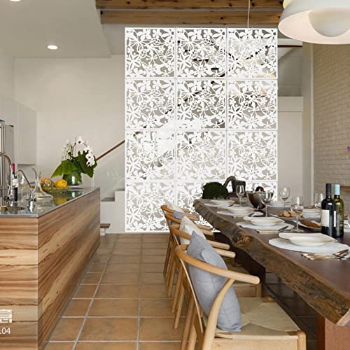 Trintion 12 Stück Raumteiler Hängend Paravent Hängepaneel Sichtschutz DIY Weiße Raumtrenner 40x40cmx0.8mm Vorhang zum Aufhängen für Wohnen Essen Arbeitszimmer Wohnzimmer Hotel Bar Dekoration