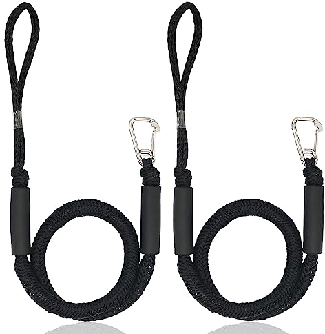 NICEWAT Festmacher Seil,Bootszubehör für Boote Dock, doppelt geflochtene Dockschnur, Dock Leine mit Haken Festmacher Seil für Boote, Kajak, Jetski, Pontoon, Kanu(Schwarz)
