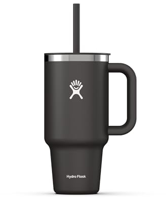 Hydro Flask - Travel Tumbler - Bicchiere da viaggio 946 ml (32 oz) con coperchio a incastro per cannuccia chiudibile - Acciaio inossidabile - Coperchio resistente agli schizzi - Black