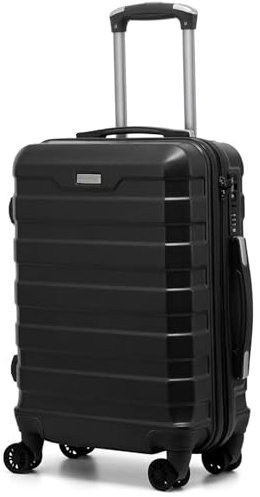 RMW Suitcase Large Medium Cabin Size | Hard Shell | Lightweight | 4 Dual Spinner Wheels | Trolley Luggage Suitcase | Hold Check in Luggage | TSA Combination Lock (Black, Cabin 20)