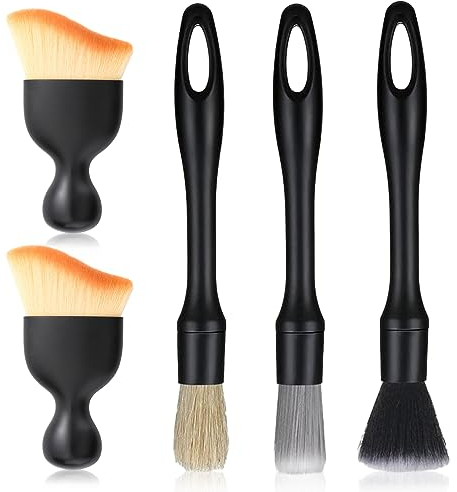 RYAN 5 Pièces Brosse Voiture Pinceau Nettoyage Pinceau Detailing Brosse Douce Nettoyage Voiture Pas de Rayures pour Intérieur Extérieur Poussière de Voiture Garniture Automobile