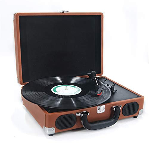 Giradischi Giradischi per Giradischi in Vinile Fonografo Portatile Wireless con Altoparlanti Incorporati, Design a Valigia, Giradischi USB a 3 velocità Giradischi in Vinile con Trasmissione a Cin