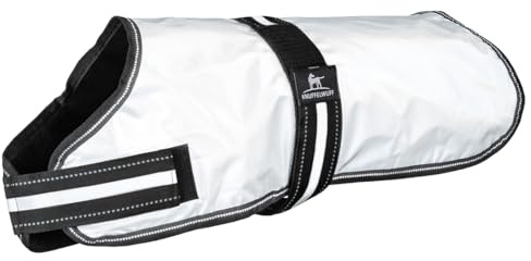 Knuffelwuff Hundemantel komplett reflektierend 75cm - Warmer Mantel mit Klettverschluss für kleine, mittelgroße und große Hunde - Wasserabweisend, Windabweisend - Sicherheitsweste mit Geschirrloch