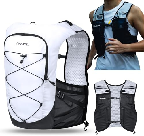 OndaCore Trinkrucksack 5L Ultraleichter Trail Laufrucksack, Laufweste Damen Herren, Multifunktionsrucksack Laufen, Marathon, Radfahren, Jogging, Trailrunning Rucksack(Weiß, M)