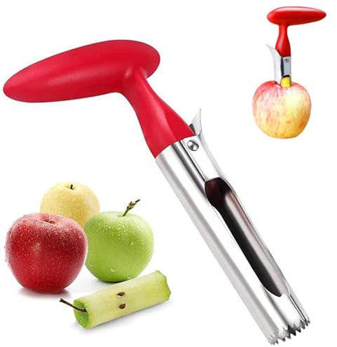 Togli Torsolo Mela Togli Torsolo Di Mela O Pera In Acciaio Inox Lama Seghettata In Acciaio Inossidabile Per Snocciolatore Da Cucina, Strumento Cavo, Snocciolatore Di Frutta, Rosso