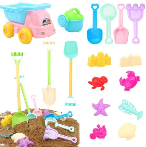 Nexoria Sandspielzeug Set, 16 Stück Strandspielzeug Kinder Sandkasten Spielzeug Reise Sandspielzeug mit Faltbarer Eimer Sandformen Sandkasten Strand Spielzeug Sandspielzeug für Jungen Mädchen (C)