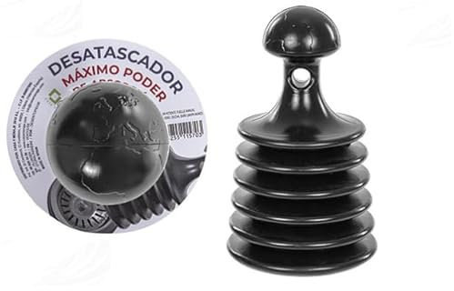 Desatascador Negro de Fuelle Manual 10,5x10,5x17 cm, Desatascador de Goma Profesional para WC, Toilet, Fregadero y Tuberías, A Presión de Aire Potente, Desatascador de Cañerías y Desagües