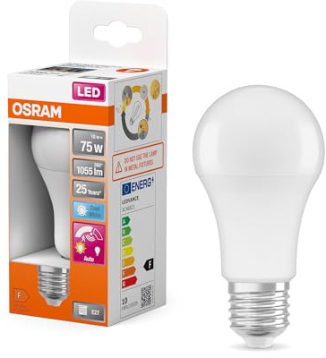 OSRAM Lampada LED Star A75 Motion Sensor 10W 840, bianco freddo 4000K, E27, 1055 lm, spegnimento in 30 sec, sensore a microonde