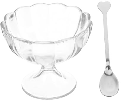 VICASKY Coppa Dessert Trasparente Cucchiaio Creativo Per Gelato Yogurt Insalata e Frutta Ciotola Di Plastica Leggera e Riutilizzabile Per Casa e Feste