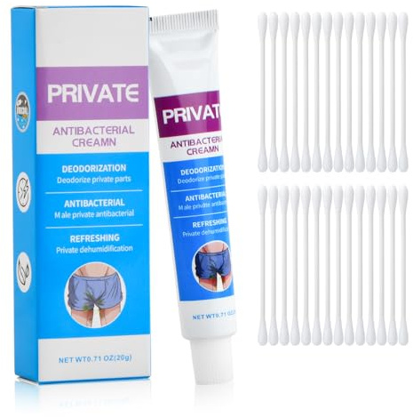 2 Cremas Higiene Íntima Hombres con 100 Hisopos de Algodón, Crema Aliviar la Picazón para Zona Íntima Masculina, Crema Hidratante Antipicazón ÍNtima Masculinos, CREma Calmante para las Partes Privadas