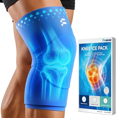 Fitomo Poche de Glace Genou Réutilisable – Compresse Froide et Chaude pour Soulager la Douleur, Gonflement et Récupération après Chirurgie du Genou, Arthrose, Sport, XL